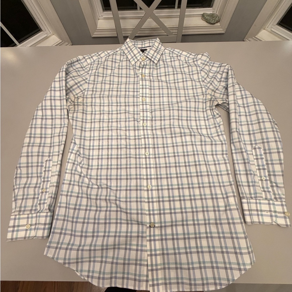 Banana Republic Men's Checkered Shirt - Blue,‎ White, and Gray